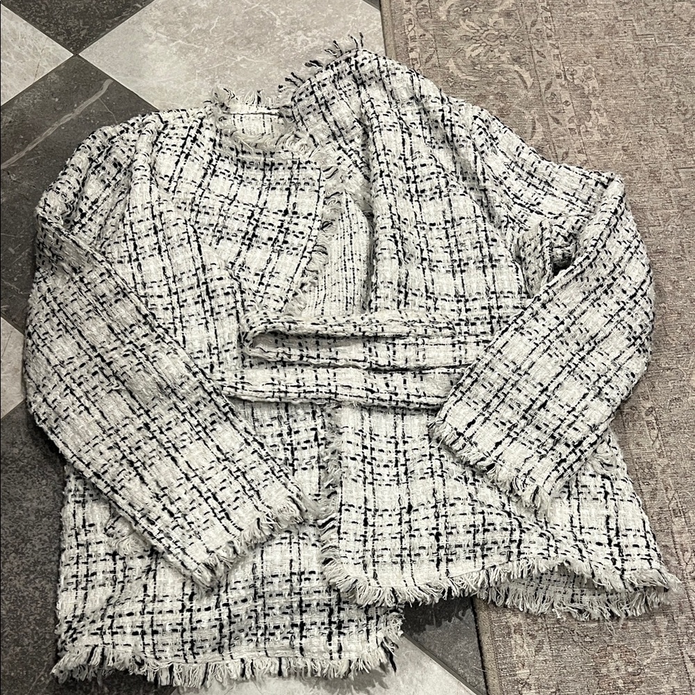 Doe & Rae Women's Tweed Blazer - Black and White